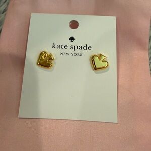 NWT Kate Spade Gold Heart Bow Stud Earrings
